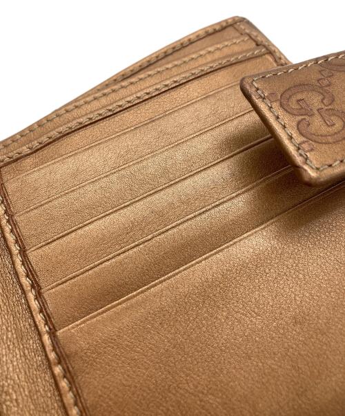 GUCCI（グッチ）GUCCI (グッチ) 2つ折り財布　GUCCI　箱付　ブラウン　GG柄 ブラウンの古着・服飾アイテム