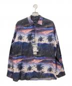 LAD MUSICIANラッドミュージシャン）の古着「長袖シャツ　LAD MUSICIAN　メンズ　ブルー×ブラック　タグ付」｜ブルー×ブラック