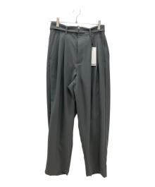 ATTACHMENT（アタッチメント）の古着「PE CONPACT TWILL BELTED TAPERED FIT TROUSERS　ATTACHMENT　メンズ　グレー　タグ付」｜グレー