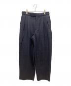 MARKAマーカ）の古着「オフィサーパンツ 2タックワイド　MARKA　メンズ　ネイビー　ストライプ」｜ネイビー