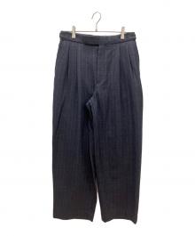 MARKA（マーカ）の古着「オフィサーパンツ 2タックワイド　MARKA　メンズ　ネイビー　ストライプ」｜ネイビー