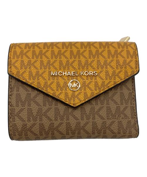 MICHAEL KORS（マイケル・コース）MICHAEL KORS (マイケル・コース) 3つ折り財布 イエロー×ブラウンの古着・服飾アイテム
