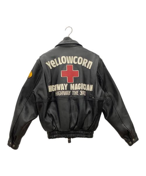 YELLOW CORN（イエローコーン）YELLOW CORN (イエローコーン) ライナー付きレザーライダースジャケット ブラック サイズ:Lの古着・服飾アイテム