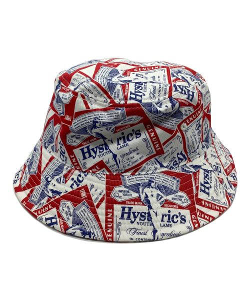 Hysteric Glamour（ヒステリックグラマー）Hysteric Glamour (ヒステリックグラマー) LABEL柄バケットハット ホワイト×レッドの古着・服飾アイテム