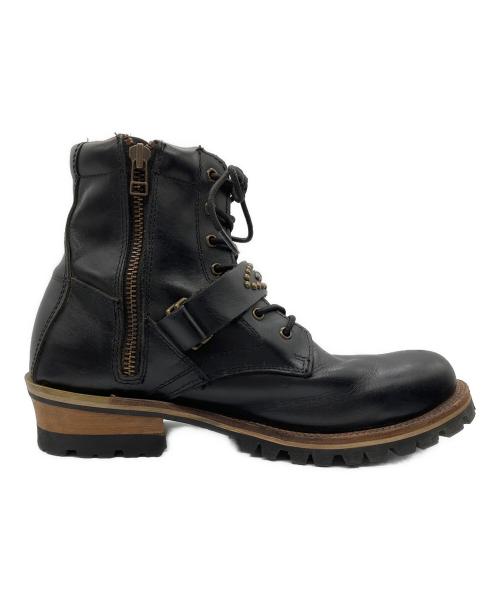 JACKROSE（ジャックローズ）JACKROSE (ジャックローズ) SLOW WEAR LION (スローウェアライオン) サイドジップブーツ OB8593JCS ブラック サイズ:Lの古着・服飾アイテム