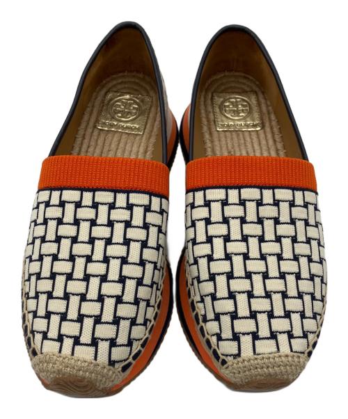 TORY BURCH（トリーバーチ）TORY BURCH (トリーバーチ) スリッポン ホワイト×オレンジ サイズ:8の古着・服飾アイテム