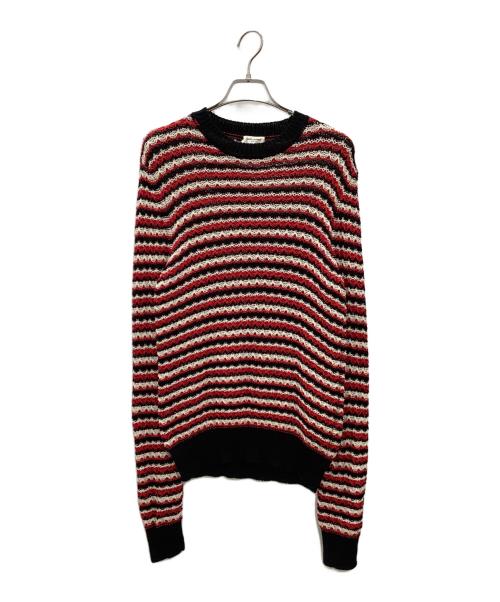 Saint Laurent Paris（サンローランパリ）Saint Laurent Paris (サンローランパリ) 薄手ニット レッド×ブラック サイズ:Sの古着・服飾アイテム