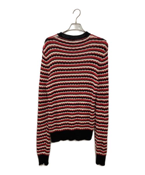 Saint Laurent Paris（サンローランパリ）Saint Laurent Paris (サンローランパリ) 薄手ニット レッド×ブラック サイズ:Sの古着・服飾アイテム