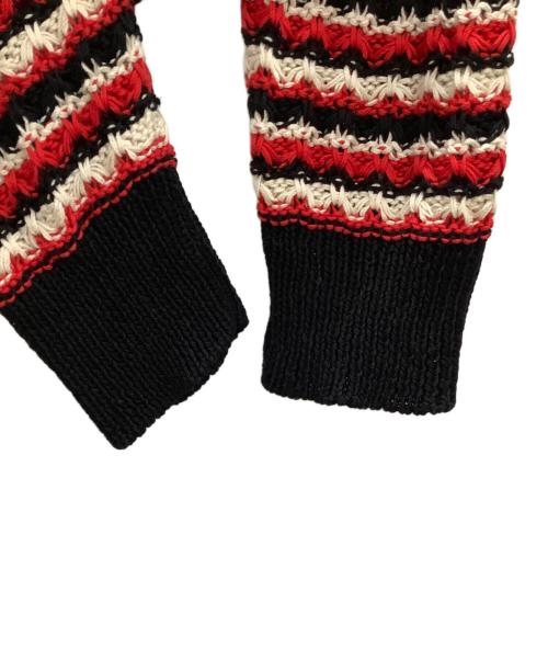 Saint Laurent Paris（サンローランパリ）Saint Laurent Paris (サンローランパリ) 薄手ニット レッド×ブラック サイズ:Sの古着・服飾アイテム