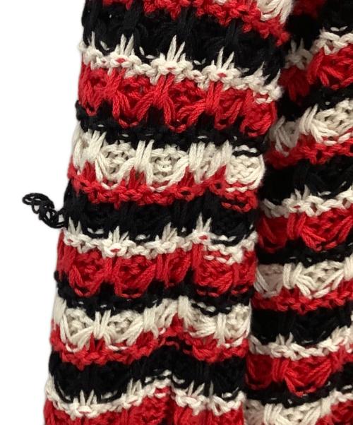 Saint Laurent Paris（サンローランパリ）Saint Laurent Paris (サンローランパリ) 薄手ニット レッド×ブラック サイズ:Sの古着・服飾アイテム