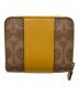 COACH (コーチ) ラウンドファスナー財布 ブラウン×イエロー：9000円