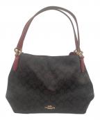 COACHコーチ）の古着「ハンドバッグ シグネチャー 80298」｜レッド×ブラウン