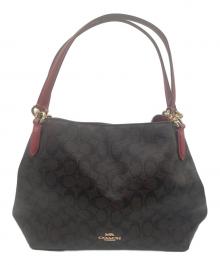 COACH（コーチ）の古着「ハンドバッグ シグネチャー 80298」｜レッド×ブラウン