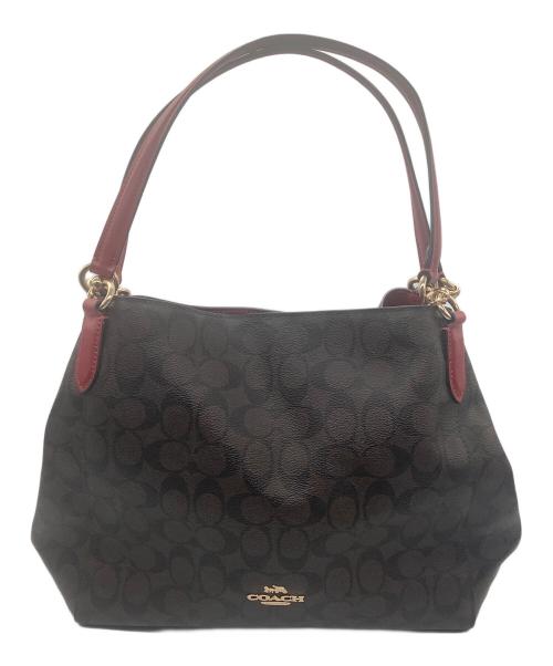 COACH（コーチ）COACH (コーチ) ハンドバッグ シグネチャー 80298 レッド×ブラウンの古着・服飾アイテム