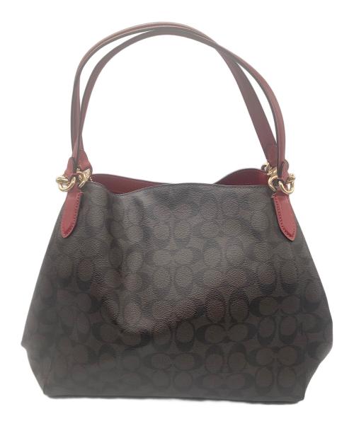 COACH（コーチ）COACH (コーチ) ハンドバッグ シグネチャー 80298 レッド×ブラウンの古着・服飾アイテム