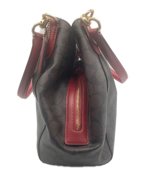 COACH（コーチ）COACH (コーチ) ハンドバッグ シグネチャー 80298 レッド×ブラウンの古着・服飾アイテム
