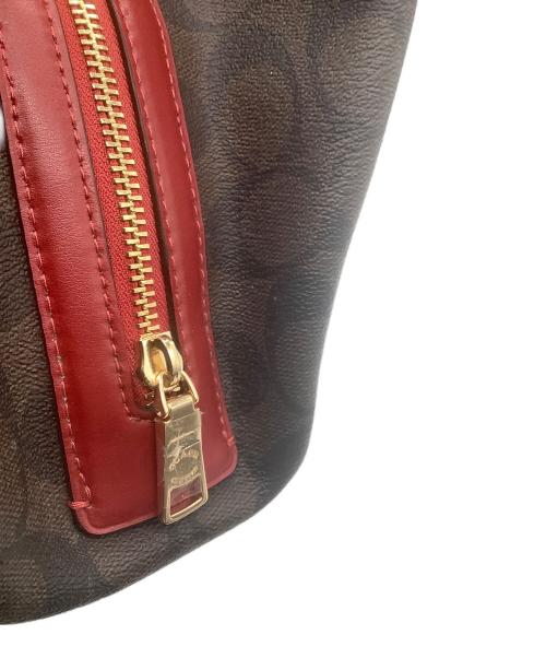 COACH（コーチ）COACH (コーチ) ハンドバッグ シグネチャー 80298 レッド×ブラウンの古着・服飾アイテム