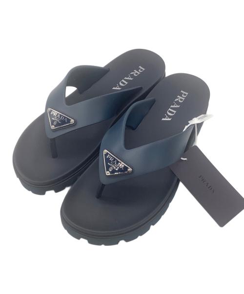 PRADA（プラダ）PRADA (プラダ) ラバートングサンダル ネイビー サイズ:SIZE 7 1/2の古着・服飾アイテム