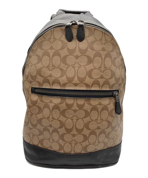 COACH（コーチ）COACH (コーチ) リュック　シグネチャー ブラック×ベージュの古着・服飾アイテム