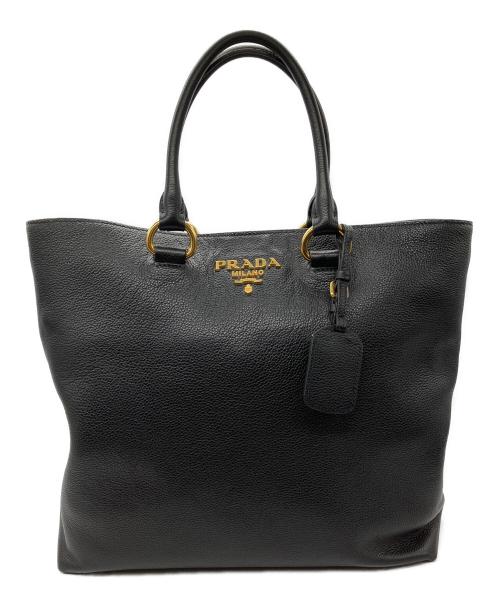 PRADA（プラダ）PRADA (プラダ) 2WAYレザートートバッグ ヴィッテロダイノ1201 ブラックの古着・服飾アイテム