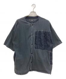 Schott×REMI RELIEF（ショット×レミレリーフ）の古着「半袖カーディガン　アンカットバウンド」｜グレー