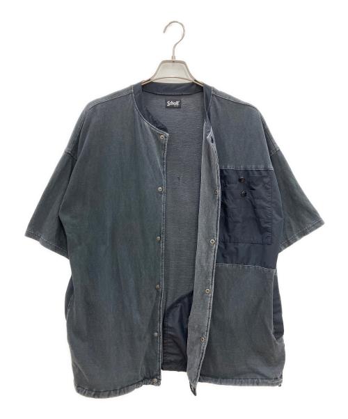 Schott（ショット）Schott (ショット) REMI RELIEF (レミレリーフ) 半袖カーディガン　アンカットバウンド グレー サイズ:Mの古着・服飾アイテム
