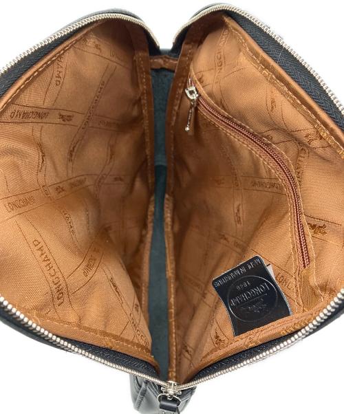 LONGCHAMP（ロンシャン）LONGCHAMP (ロンシャン) レザーショルダーバッグ ブラックの古着・服飾アイテム