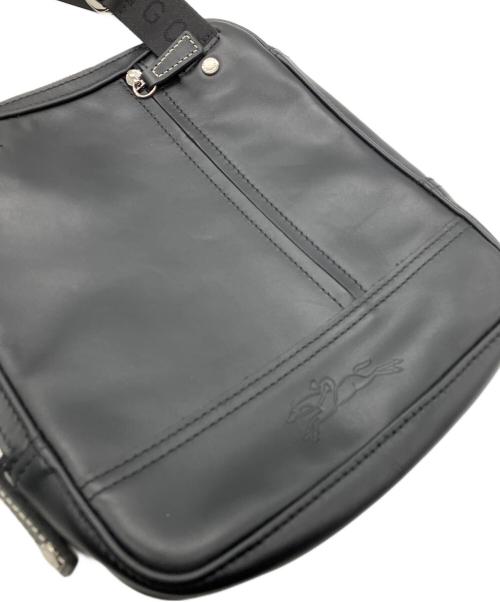 LONGCHAMP（ロンシャン）LONGCHAMP (ロンシャン) レザーショルダーバッグ ブラックの古着・服飾アイテム