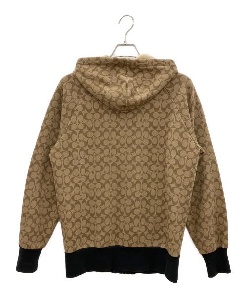 COACH（コーチ）COACH (コーチ) ジップパーカー　シグネチャー ベージュ サイズ:XSの古着・服飾アイテム