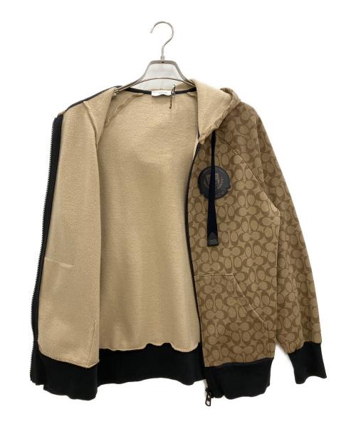 COACH（コーチ）COACH (コーチ) ジップパーカー　シグネチャー ベージュ サイズ:XSの古着・服飾アイテム
