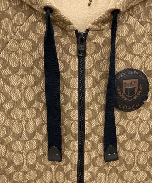 COACH（コーチ）COACH (コーチ) ジップパーカー　シグネチャー ベージュ サイズ:XSの古着・服飾アイテム