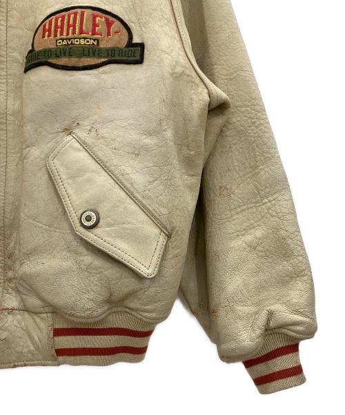 HARLEY-DAVIDSON（ハーレーダビッドソン）HARLEY-DAVIDSON (ハーレーダビッドソン) レザージャケット　イーグルタグ 90s 韓国製 ベージュ サイズ:Mの古着・服飾アイテム