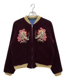 テーラー東洋（テーラートウヨウ）の古着「リバーシブルスカジャン　”GOLD DRAGON” × “JAPAN MAP”」｜ブルー×ボルドー