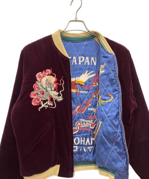 テーラー東洋（テーラートウヨウ）テーラー東洋 (テーラートウヨウ) リバーシブルスカジャン　”GOLD DRAGON” × “JAPAN MAP” ブルー×ボルドー サイズ:Mの古着・服飾アイテム
