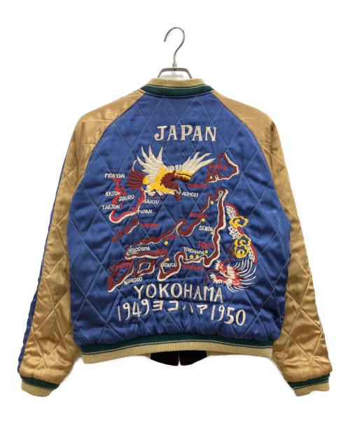 テーラー東洋（テーラートウヨウ）テーラー東洋 (テーラートウヨウ) リバーシブルスカジャン　”GOLD DRAGON” × “JAPAN MAP” ブルー×ボルドー サイズ:Mの古着・服飾アイテム