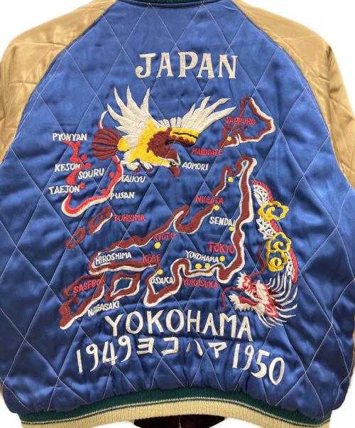テーラー東洋（テーラートウヨウ）テーラー東洋 (テーラートウヨウ) リバーシブルスカジャン　”GOLD DRAGON” × “JAPAN MAP” ブルー×ボルドー サイズ:Mの古着・服飾アイテム