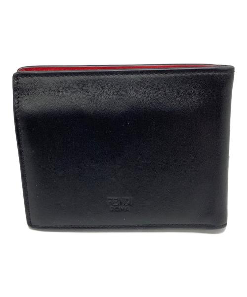 FENDI（フェンディ）FENDI (フェンディ) 2つ折り財布　FENDI　バグズアイ　内部ハガレ・表面細かいキズ有 ブラック×レッド×イエローの古着・服飾アイテム