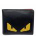 FENDI（フェンディ）の古着「2つ折り財布　FENDI　バグズアイ　内部ハガレ・表面細かいキズ有」｜ブラック×レッド×イエロー