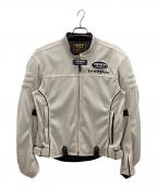 VANSONバンソン）の古着「メッシュライダースジャケット」｜ベージュ