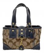 COACHコーチ）の古着「トートバッグ　シグネチャー」｜ネイビー×ベージュ