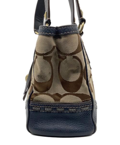 COACH（コーチ）COACH (コーチ) トートバッグ　シグネチャー ネイビー×ベージュの古着・服飾アイテム
