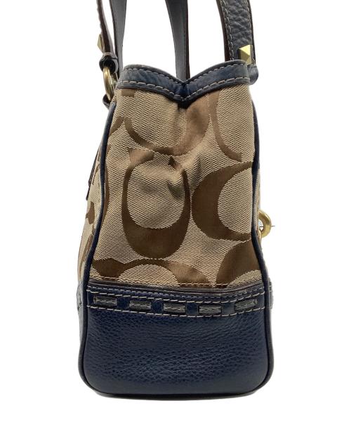 COACH（コーチ）COACH (コーチ) トートバッグ　シグネチャー ネイビー×ベージュの古着・服飾アイテム