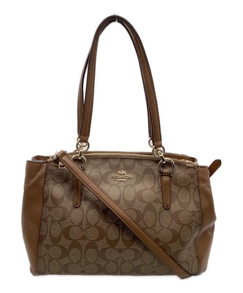 COACH（コーチ）COACH (コーチ) 2WAYショルダーバッグ　シグネチャー ブラウンの古着・服飾アイテム