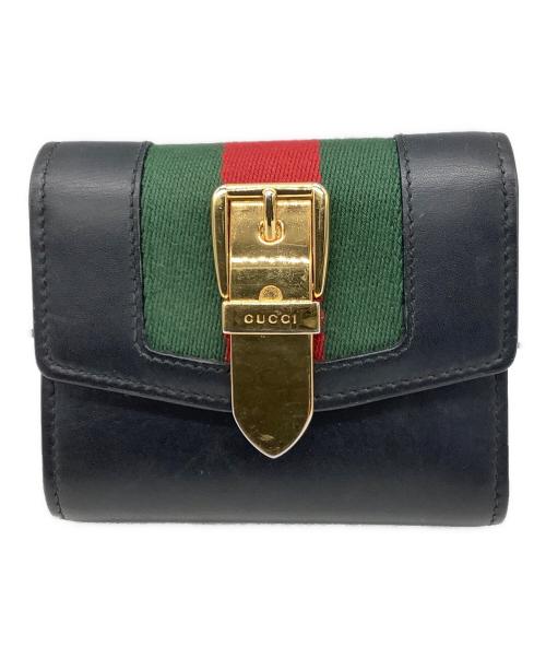 GUCCI（グッチ）GUCCI (グッチ) 2つ折り財布　シルヴィ ブラックの古着・服飾アイテム