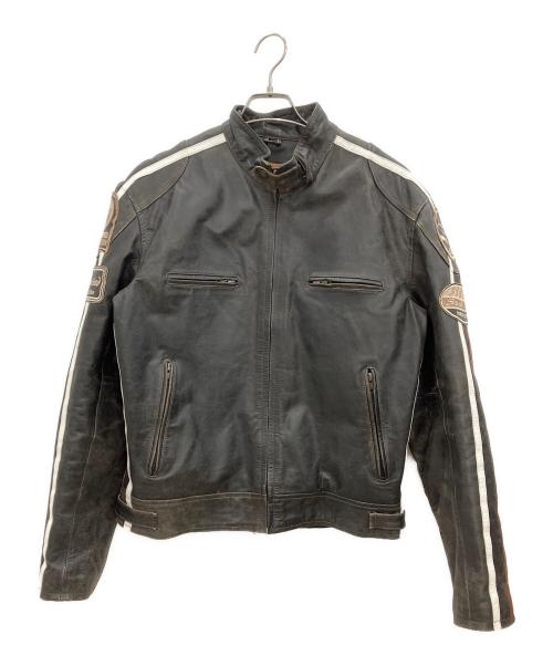 THE DEGNER CLASSIC BRAND（ザ・デグナー・クラシック・ブランド）THE DEGNER CLASSIC BRAND (ザ・デグナー・クラシック・ブランド) ワッペン付レザージャケット ブラック サイズ:Mの古着・服飾アイテム