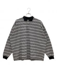 COOTIE PRODUCTIONS（クーティープロダクツ）の古着「長袖ポロシャツ　Supima Border Oversized L/S Polo」｜ホワイト×ブラック