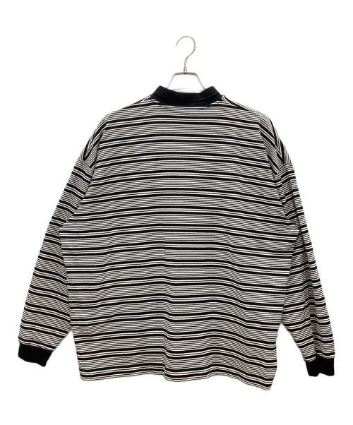 COOTIE PRODUCTIONS（クーティープロダクツ）COOTIE PRODUCTIONS (クーティープロダクツ) 長袖ポロシャツ　Supima Border Oversized L/S Polo ホワイト×ブラック サイズ:Mの古着・服飾アイテム