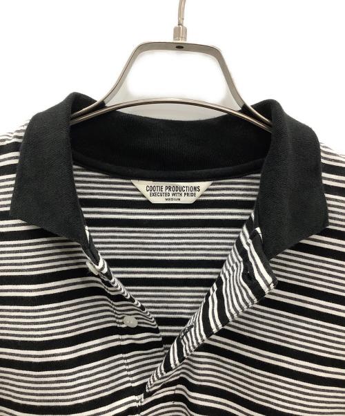 COOTIE PRODUCTIONS（クーティープロダクツ）COOTIE PRODUCTIONS (クーティープロダクツ) 長袖ポロシャツ　Supima Border Oversized L/S Polo ホワイト×ブラック サイズ:Mの古着・服飾アイテム