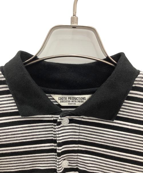 COOTIE PRODUCTIONS（クーティープロダクツ）COOTIE PRODUCTIONS (クーティープロダクツ) 長袖ポロシャツ　Supima Border Oversized L/S Polo ホワイト×ブラック サイズ:Mの古着・服飾アイテム