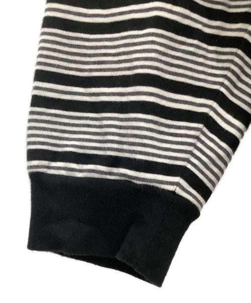 COOTIE PRODUCTIONS（クーティープロダクツ）COOTIE PRODUCTIONS (クーティープロダクツ) 長袖ポロシャツ　Supima Border Oversized L/S Polo ホワイト×ブラック サイズ:Mの古着・服飾アイテム